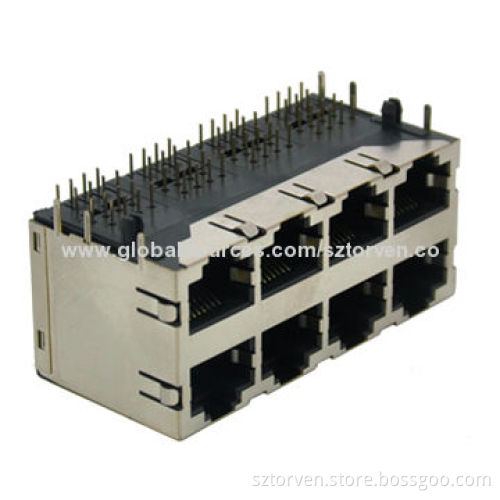 RJ Side-entry 2x4 LED Jack, Available in 2x1 - 2x8 Poles